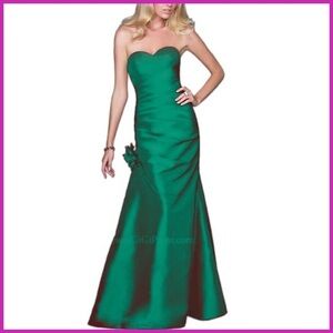 La Femme Emerald Green Strapless Gown Dress